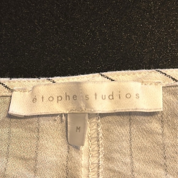 Etophe Studios White with Black Pinstripes Jumpsuit Fresh Vacation Cruise Size M - Picture 7 of 9